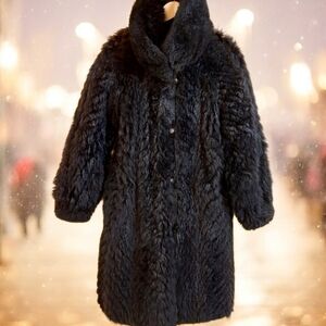 Vintage Reversible Fur Coat 2 Sides Unique Long Winter Coat With Waist belt